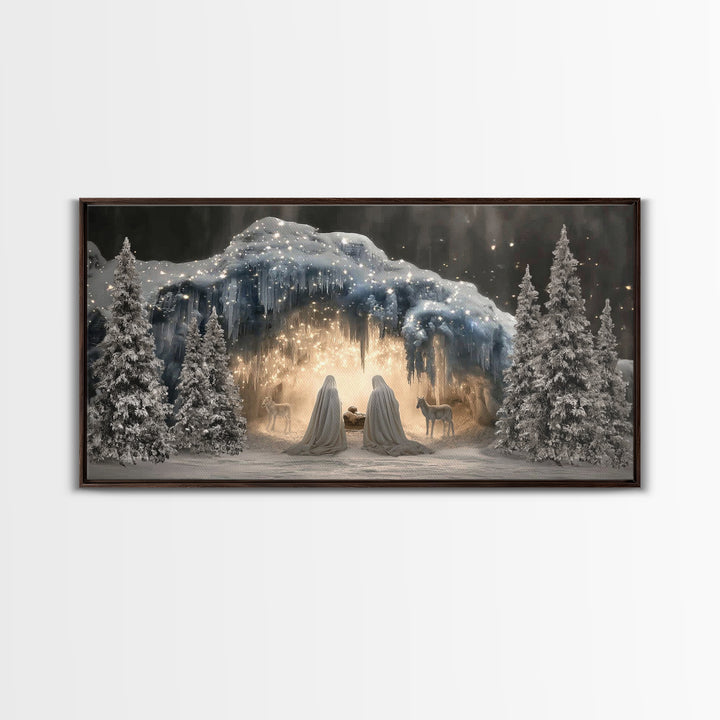 Holy Cave Light – Framed Canvas Print – Christian Art Canvas – Christmas Wall Art – Jesus Christmas Art – Christian Art Print – Christian D