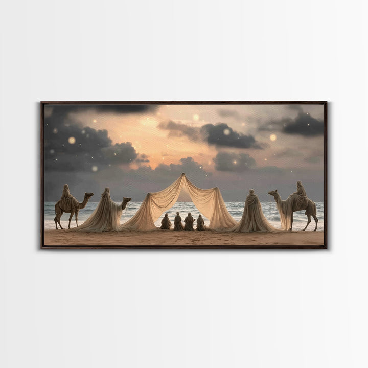 Desert Wanderers – Framed Canvas Print – Christian Art Print – Christian Wall Art – Jesus Painting – Christmas Canvas Wall Art – Christian