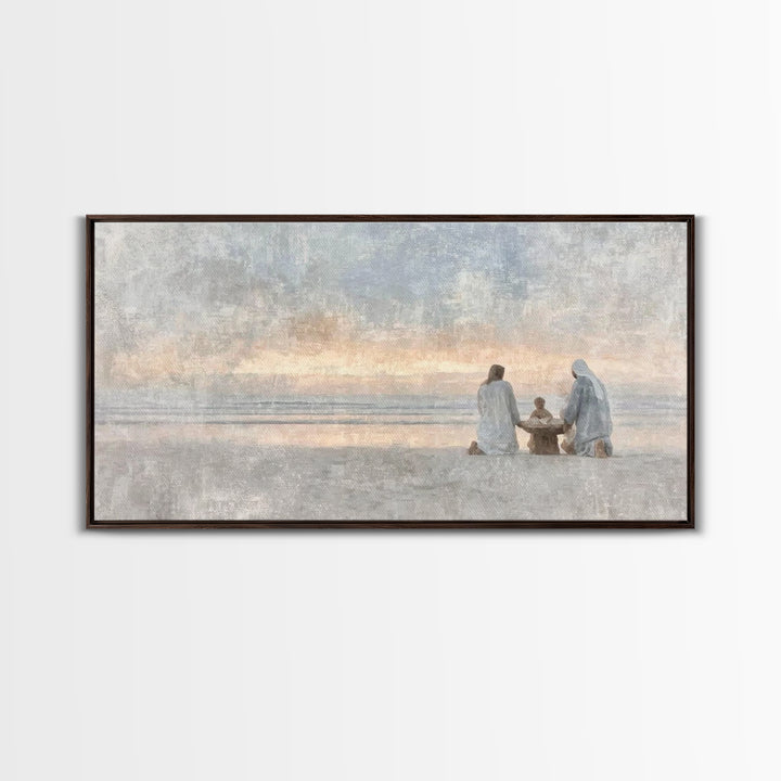 Sandy Nativity – Framed Canvas Print – Christian Art Canvas – Christmas Wall Art – Christian Christmas Art – Christian Decor For Home – Chr