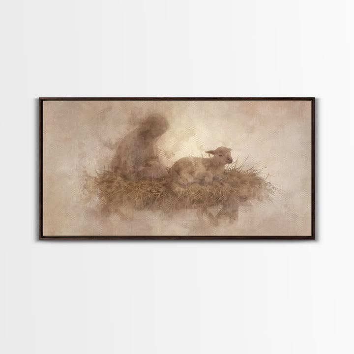 Lamb of Peace – Framed Canvas Print – Christian Wall Art – Christian Art Canvas – Christian Christmas Art – Jesus Painting – Christian Deco