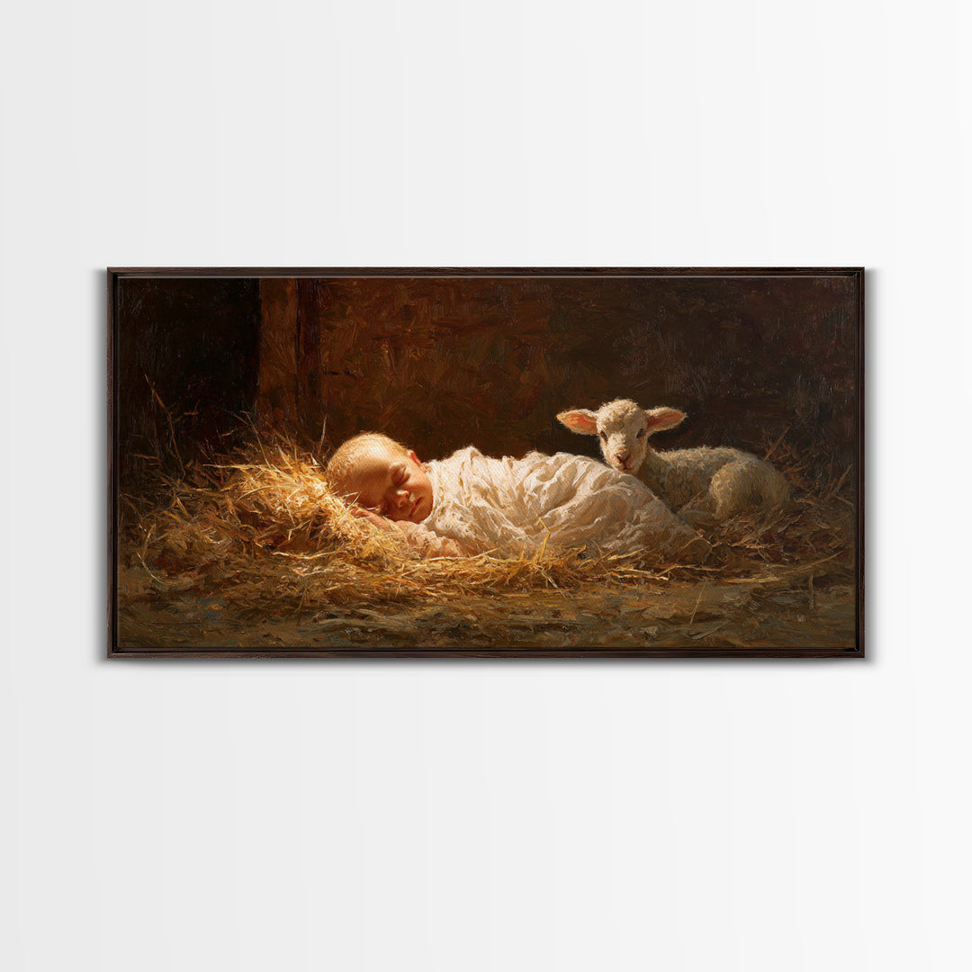 Cradle Hope – Framed Canvas Print – Christmas Art Prints – Christian Wall Art – Jesus Christmas Art – Christian Art Canvas – Christian Deco