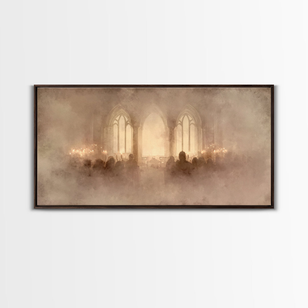 Holy Evening Prayer, Framed Canvas Print, Christian Art Canvas, Christian Wall Art, Christmas Art, Christian Christmas Art, Moody Christian