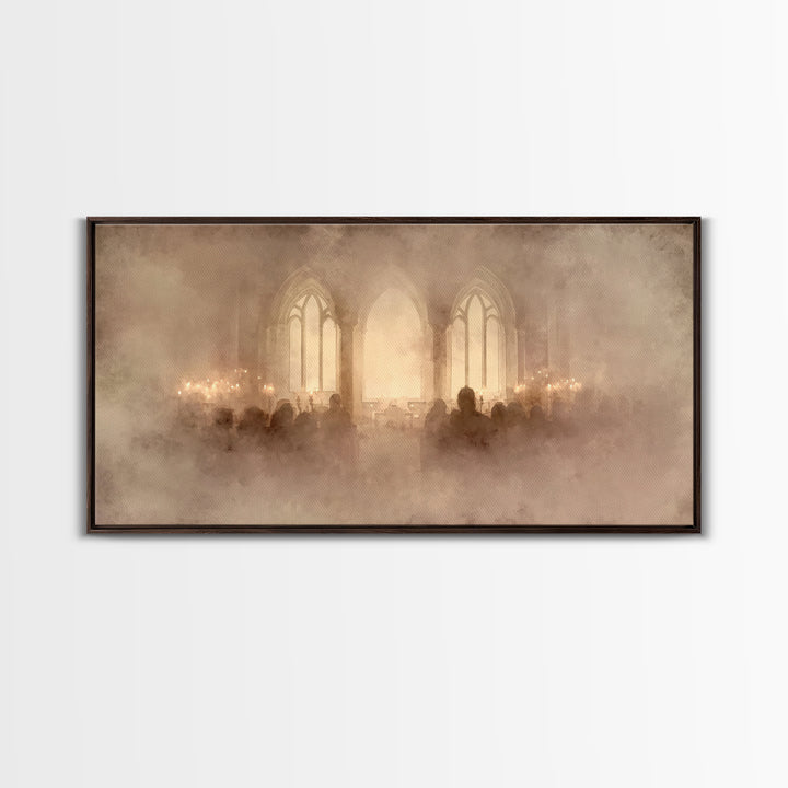 Holy Evening Prayer, Framed Canvas Print, Christian Art Canvas, Christian Wall Art, Christmas Art, Christian Christmas Art, Moody Christian