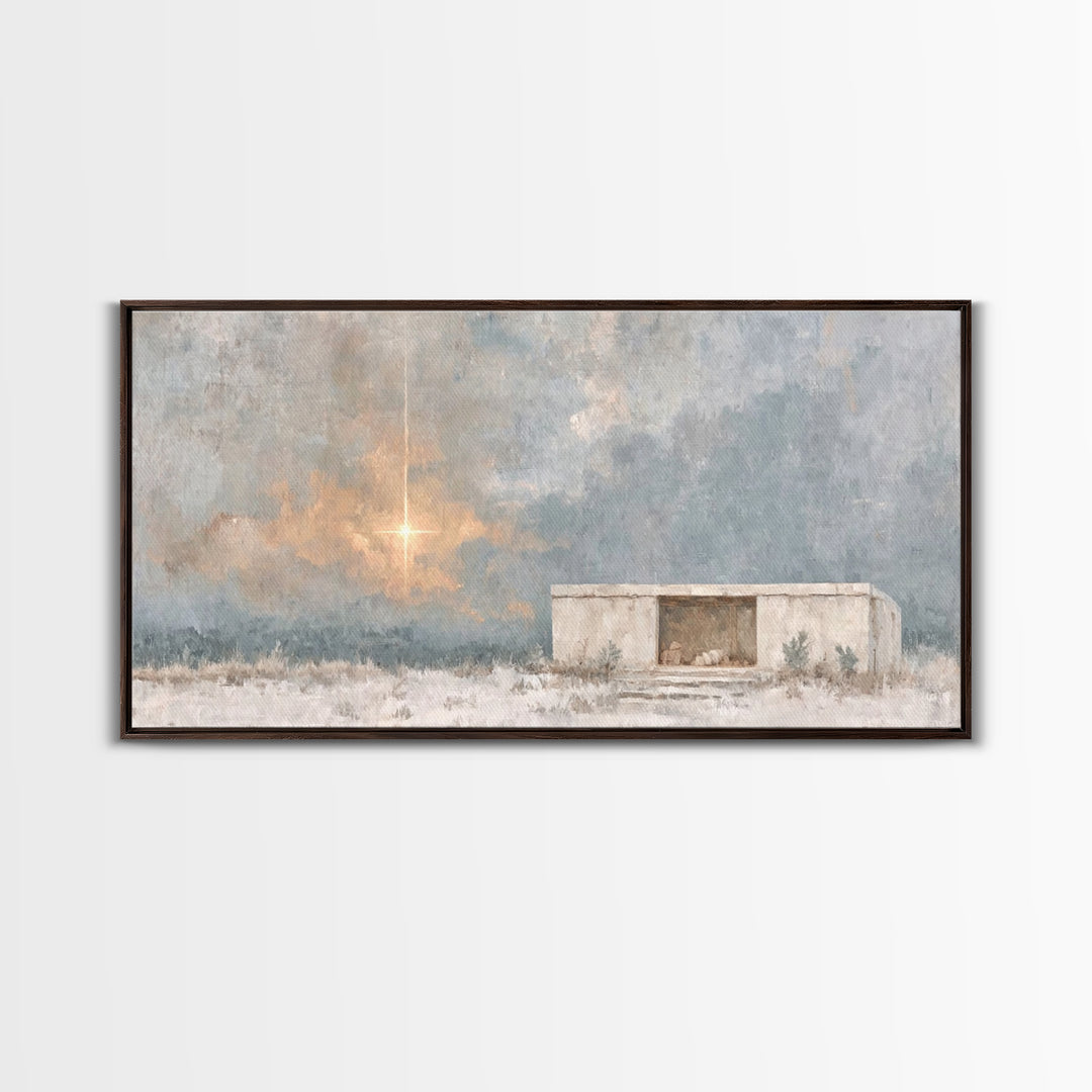 Dawn of Promise – Framed Canvas Print – Christian Art Canvas – Christian Christmas Art – Christmas Wall Art – Christian Art Print – Modern