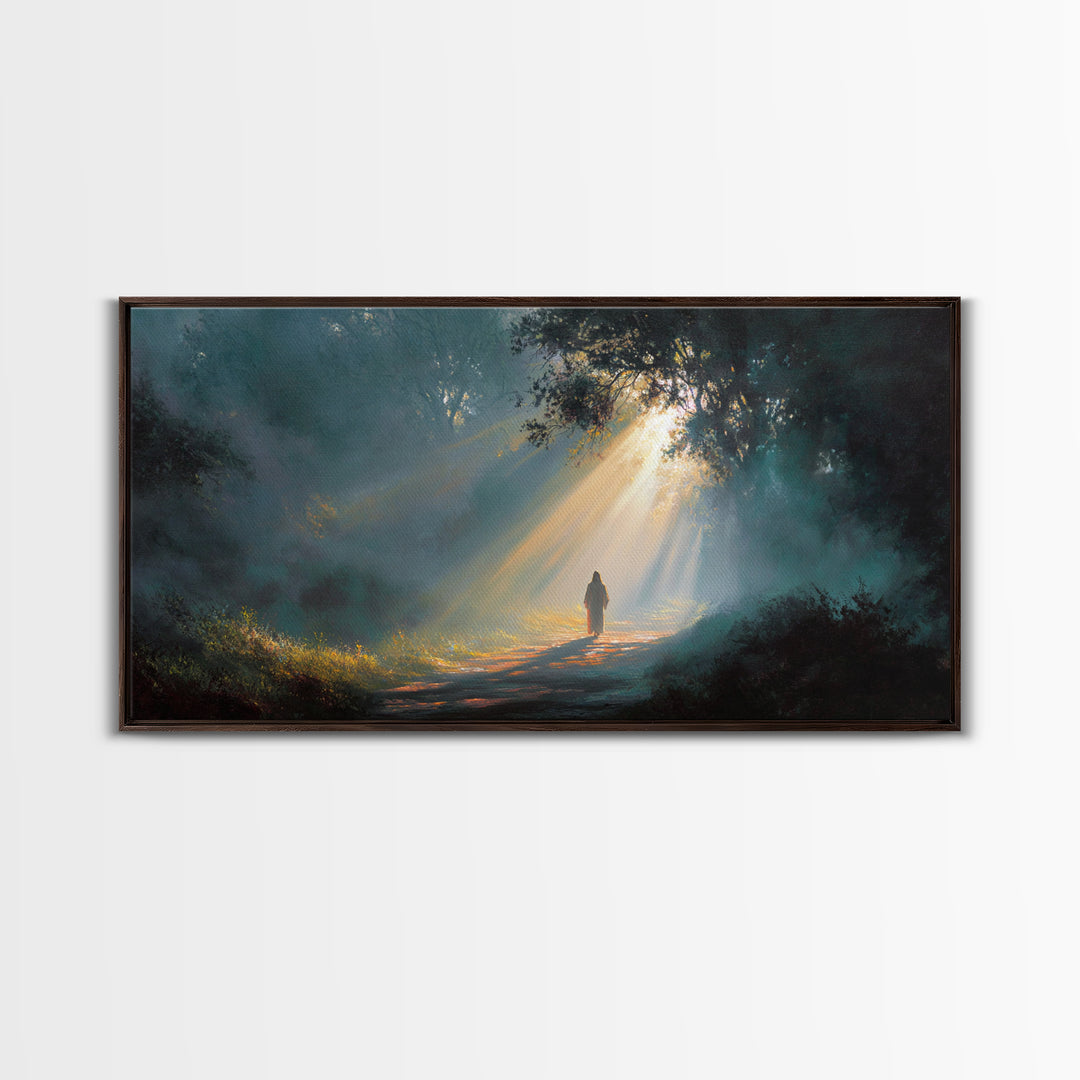 Forest Revelation – Framed Canvas Print – Christian Art Canvas – Jesus Art Print – Christian Wall Art – Moody Christian Art – Large Christi