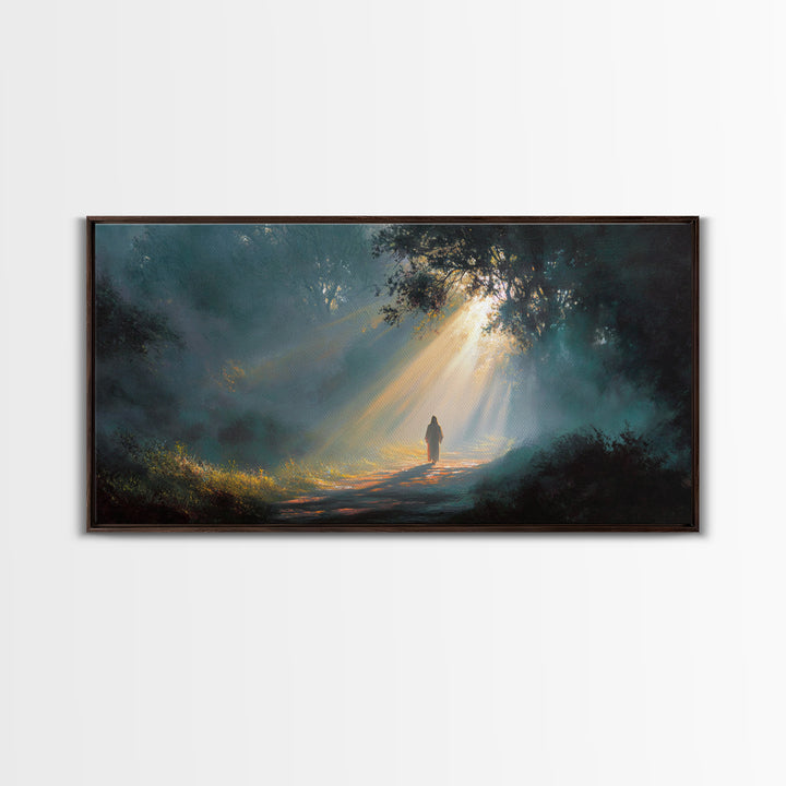 Forest Revelation – Framed Canvas Print – Christian Art Canvas – Jesus Art Print – Christian Wall Art – Moody Christian Art – Large Christi