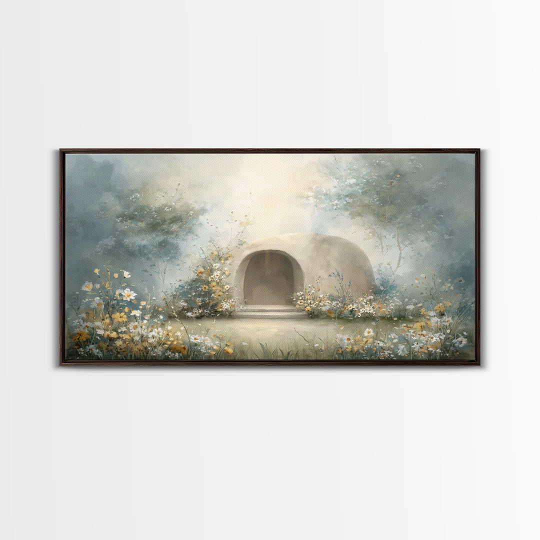 Blooming Sanctuary – Framed Canvas Print – Christian Art – Christian Wall Art – Christian Art Canvas – Christian Decor – Moody Christian Ar