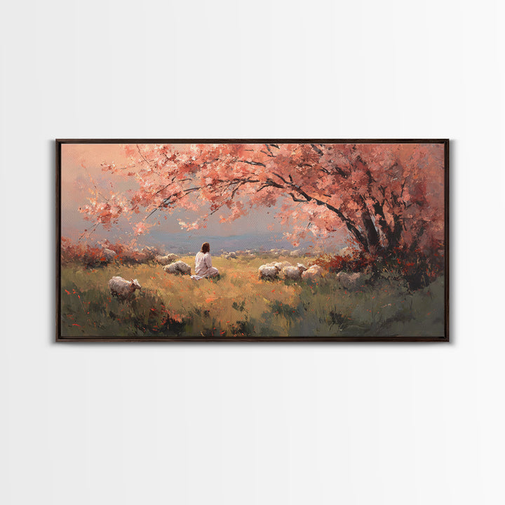 Blossoms Of Grace – Framed Canvas Print – Christian Wall Art – Jesus Painting – Christian Art Canvas – Christmas Art