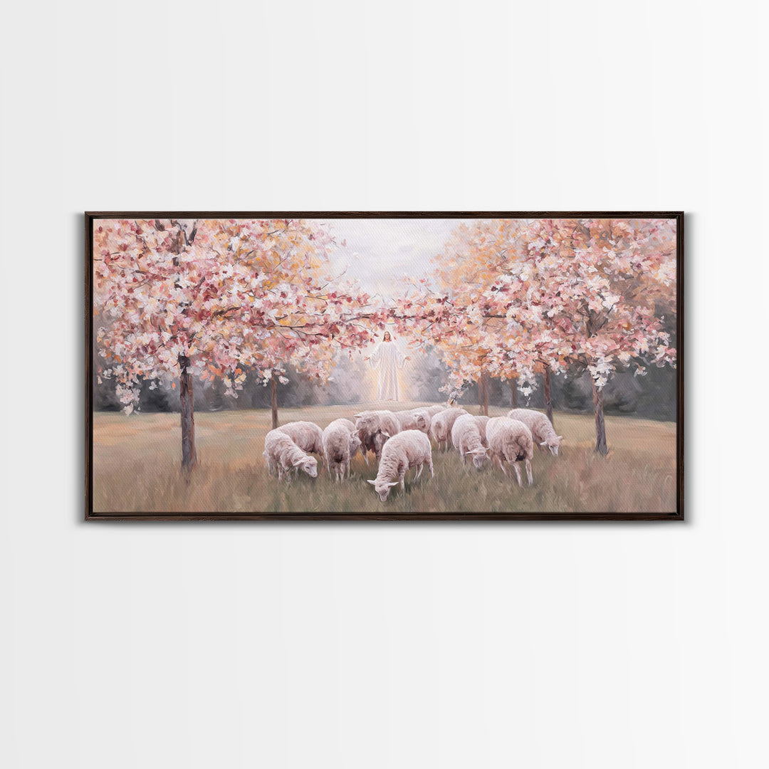 Radiant Pasture Hope – Framed Canvas Print – Christian Art Canvas – Jesus Painting – Christmas Art – Christian Wall Art