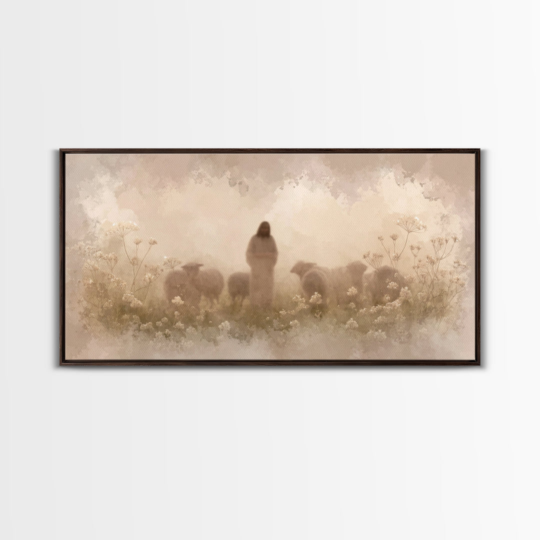 Pastoral Spring Calm – Framed Canvas Print – Christian Art – Jesus Painting – Christian Art Canvas – Christmas Wall Art