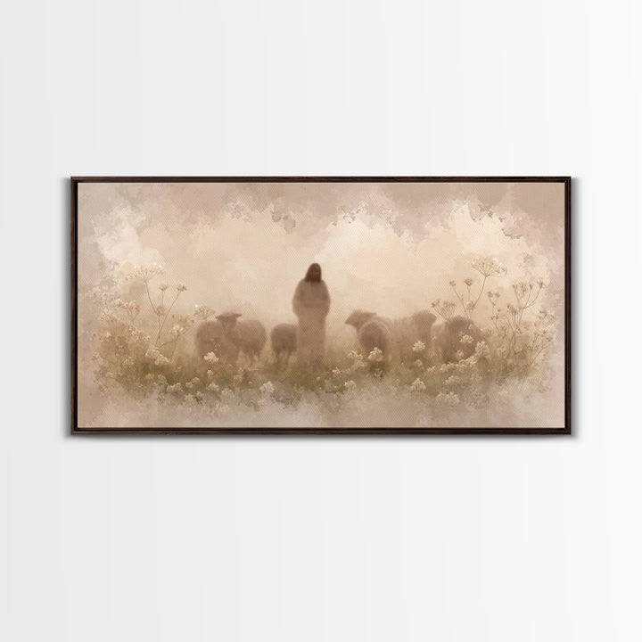 Pastoral Spring Calm – Framed Canvas Print – Christian Art – Jesus Painting – Christian Art Canvas – Christmas Wall Art