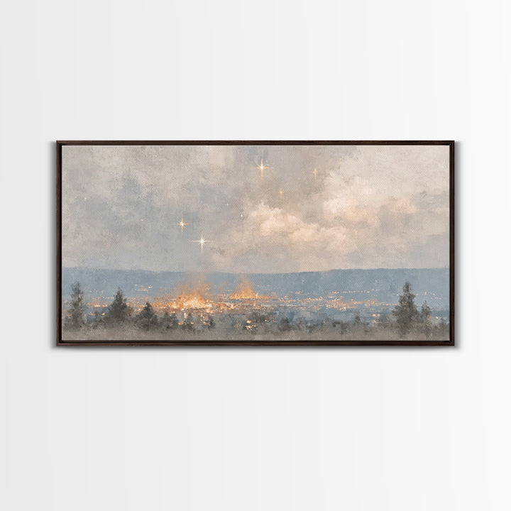 City of Peace – Framed Canvas Print – Christian Wall Art – Christmas Art Prints – Christian Christmas Decor – Christian Art Canvas – Moody