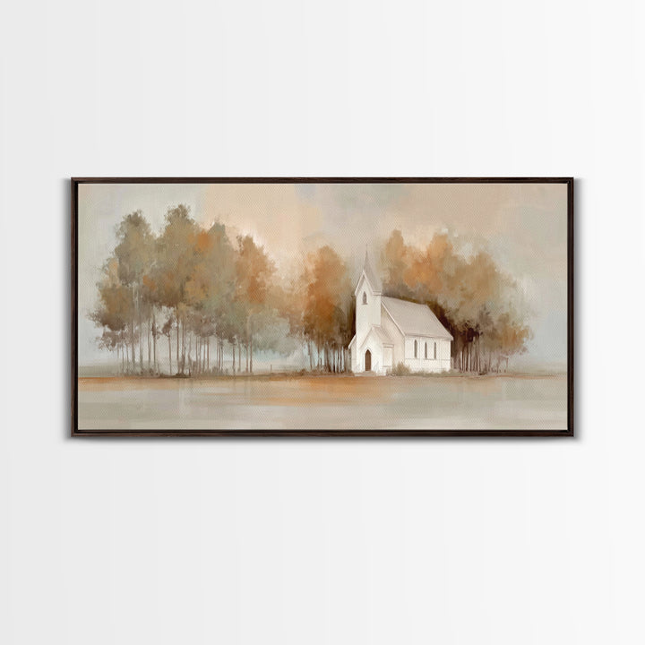 Church Of Still Dawn – Framed Canvas Print – Christian Wall Art – Christian Art Canvas – Christmas Art – Jesus Painting