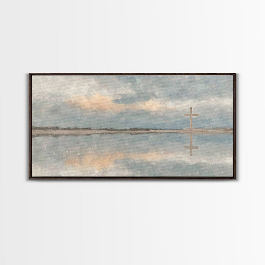 Reflected Cross Faith – Framed Canvas Print – Christian Art Canvas – Christian Wall Art – Christian Painting – Christian Art – Christian De