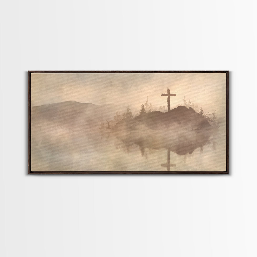 Hilltop Cross – Framed Canvas Print – Christian Wall Art – Christian Art Canvas – Jesus Painting – Christian Christmas Art – Christian Gift