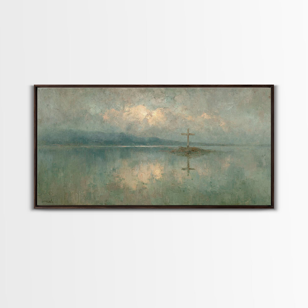 Silent Waters – Framed Canvas Print – Christian Wall Art – Christian Art Print – Jesus Painting – Moody Christian Art – Christian Gift Idea