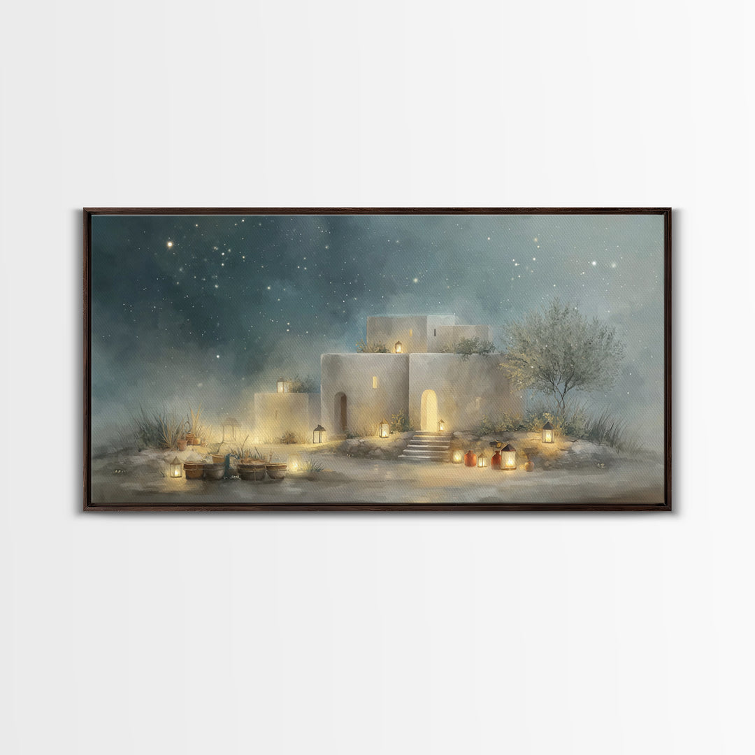 Bethlehem Glow – Framed Canvas Print – Christian Wall Art – Christian Art Canvas – Christmas Art Prints – Christian Christmas Decor – Jesus