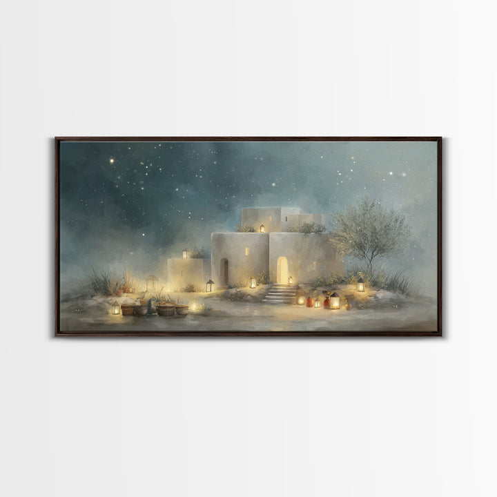 Bethlehem Glow – Framed Canvas Print – Christian Wall Art – Christian Art Canvas – Christmas Art Prints – Christian Christmas Decor – Jesus