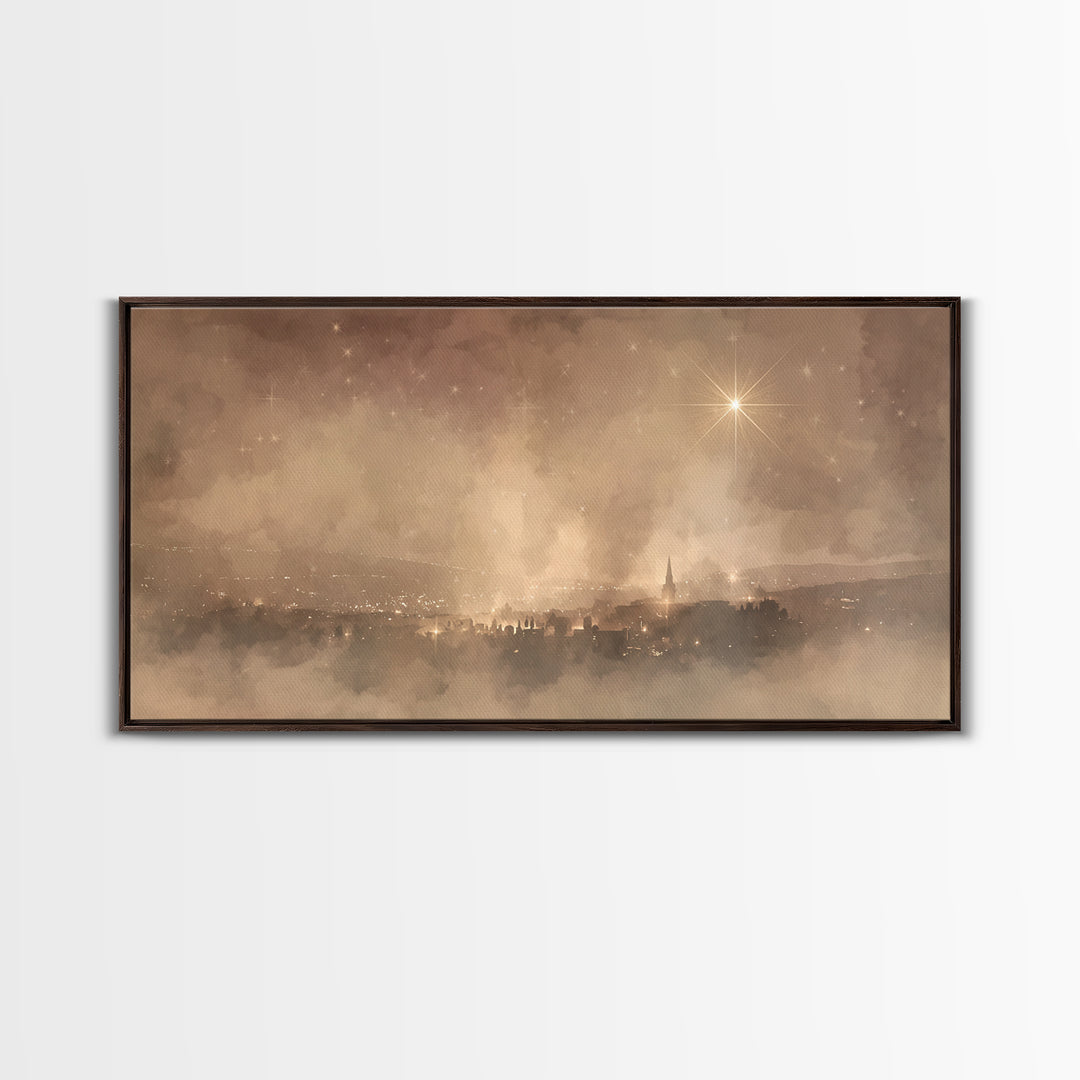 Heavenly Starfall – Framed Canvas Print – Christian Christmas Art – Christian Wall Art – Christmas Art Prints – Christian Art – Christian A