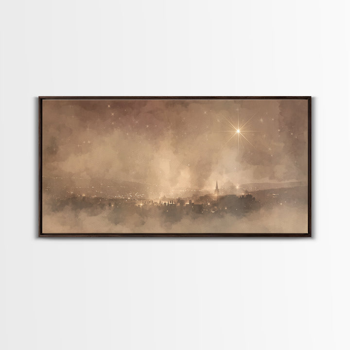 Heavenly Starfall – Framed Canvas Print – Christian Christmas Art – Christian Wall Art – Christmas Art Prints – Christian Art – Christian A