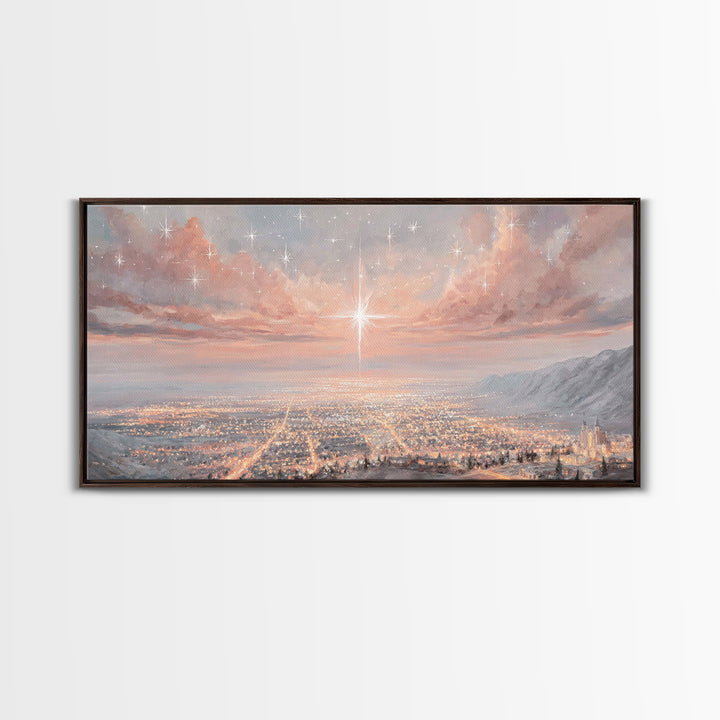 Celestial Dawn Light | Framed Canvas Print | Christian Christmas Art | Christian Art Prints | Christmas Wall Art | Christian Wall Art | Uni