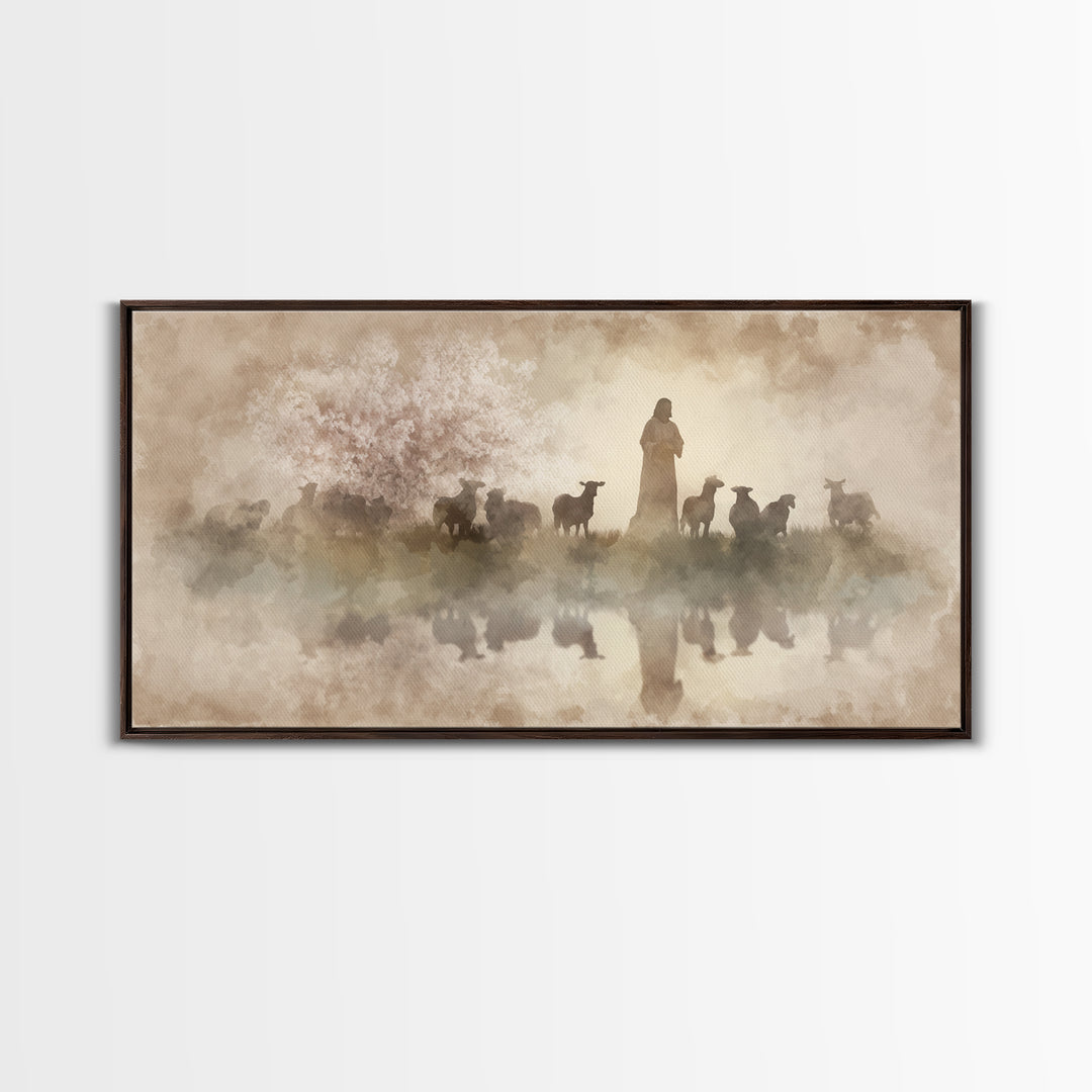 Guiding Shepherd – Framed Canvas Print – Christian Wall Art – Jesus Painting – Christian Art Canvas – Christian Christmas Art – Christian A