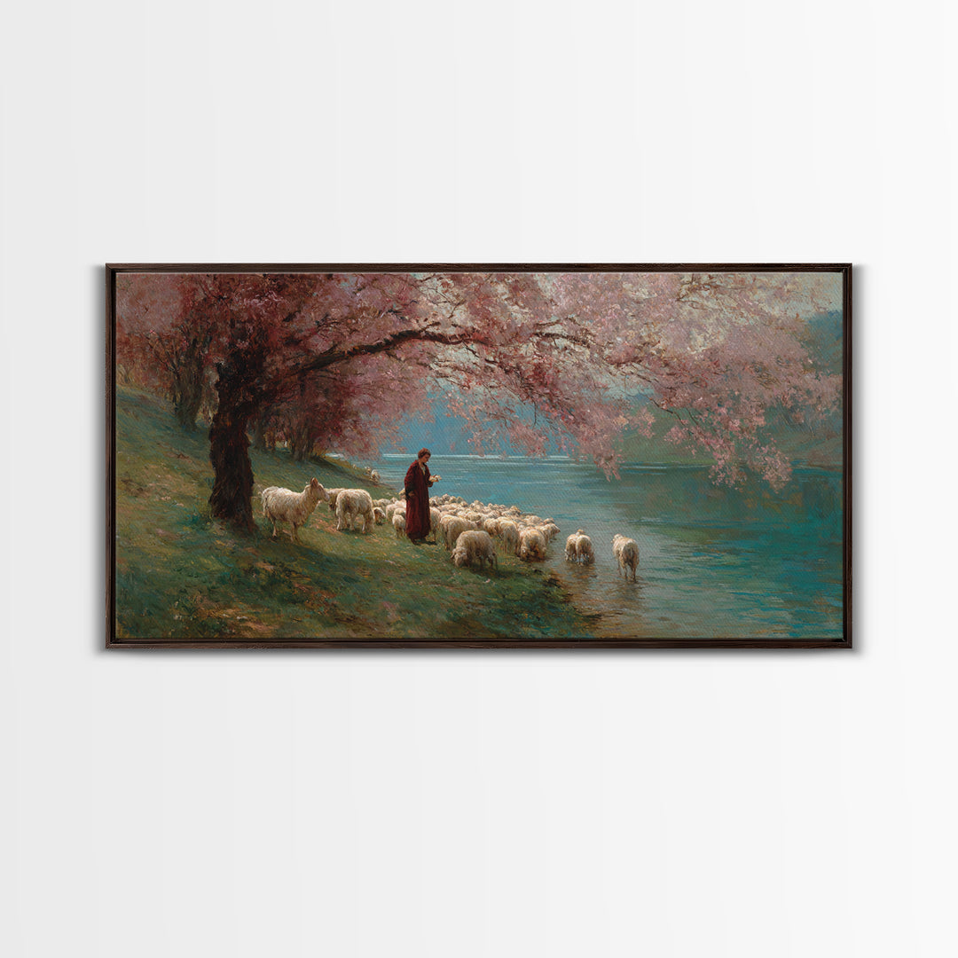 Blossom Gathering – Framed Canvas Print – Christian Art Print – Christian Wall Art – Framed Christian Art – Jesus Painting – Christian Chri