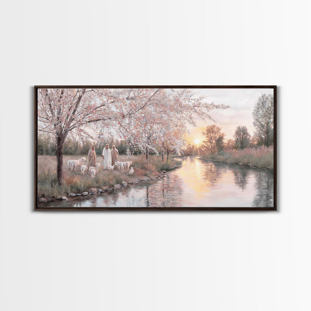 Riverside Disciples – Framed Canvas Print – Christian Art Canvas – Christian Wall Art – Jesus Painting – Christmas Art – Christian Decorati