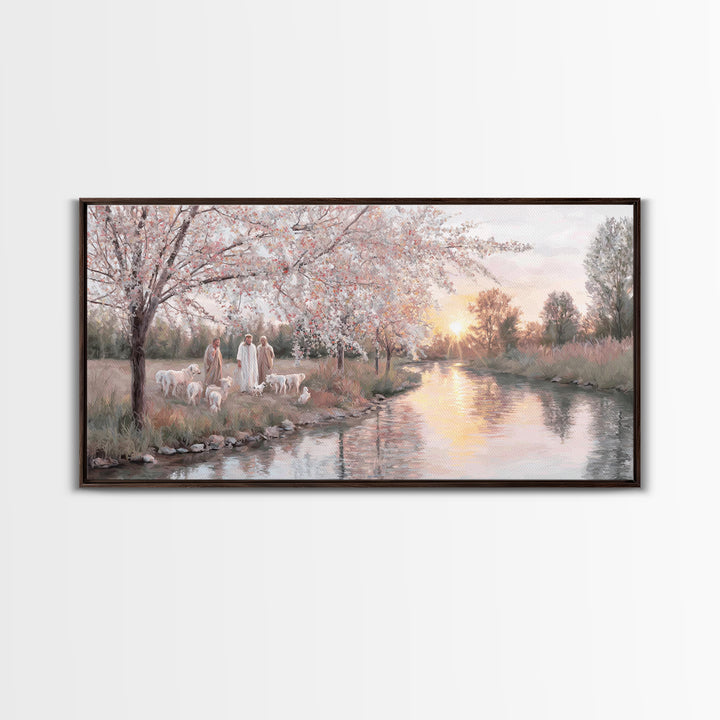 Riverside Disciples – Framed Canvas Print – Christian Art Canvas – Christian Wall Art – Jesus Painting – Christmas Art – Christian Decorati