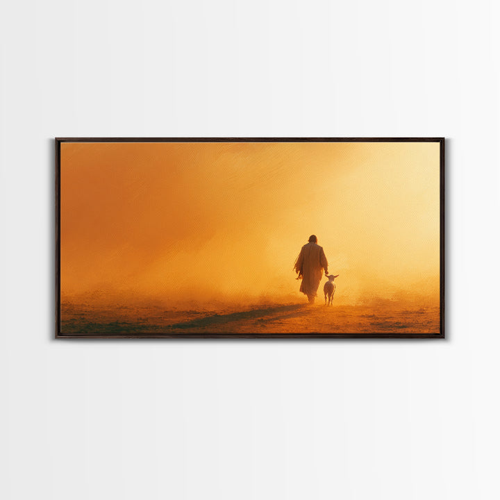 Desert Shepherd – Framed Canvas Print – Christian Wall Art – Christian Art Painting – Jesus Painting – Christian Decor – Christmas Art