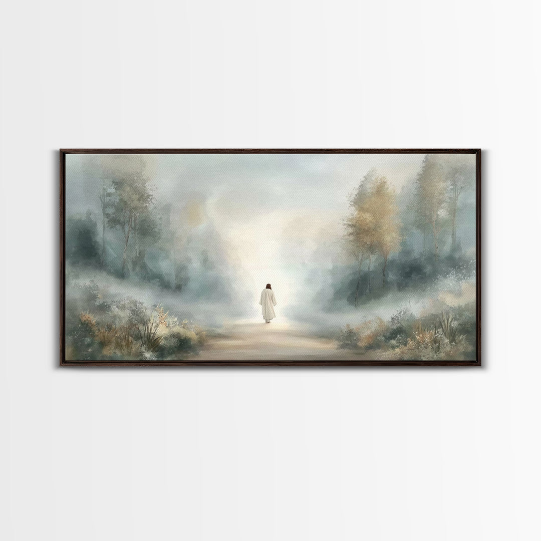 Misty Refuge – Framed Canvas Print – Christian Art – Christian Art Canvas – Large Christian Painting – Jesus Canvas Art