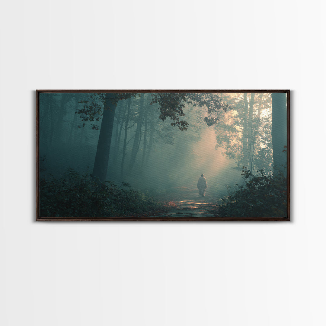 Forest Of Grace, Framed Canvas Print, Christian Wall Art, Christian Christmas Art, Jesus Painting, Modern Christian Art