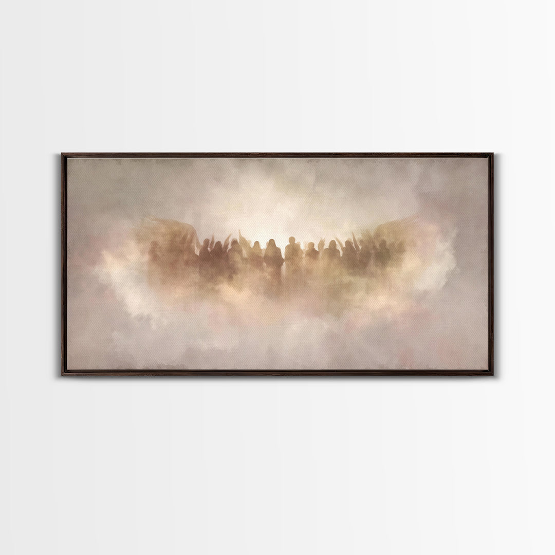 Clouds Of Glory - Framed Canvas Print - Christian Art Print - Subtle Christian Art - Christmas Art Prints - Christian Decor For Home - Vint