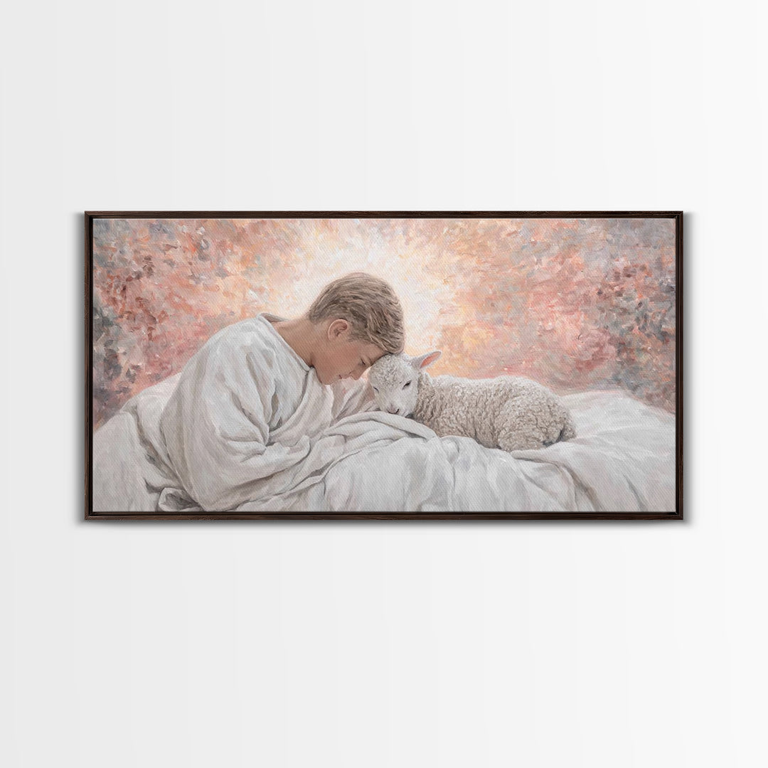 Shepherd Child Light – Framed Canvas Print – Jesus Painting – Christian Art Canvas – Christian Wall Art – Christian Christmas Art – Christi