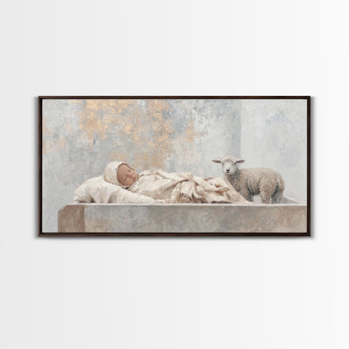 Infant Peace – Framed Canvas Print – Christian Christmas Art – Christian Wall Art – Jesus Painting – Christian Art Canvas – Christmas Art