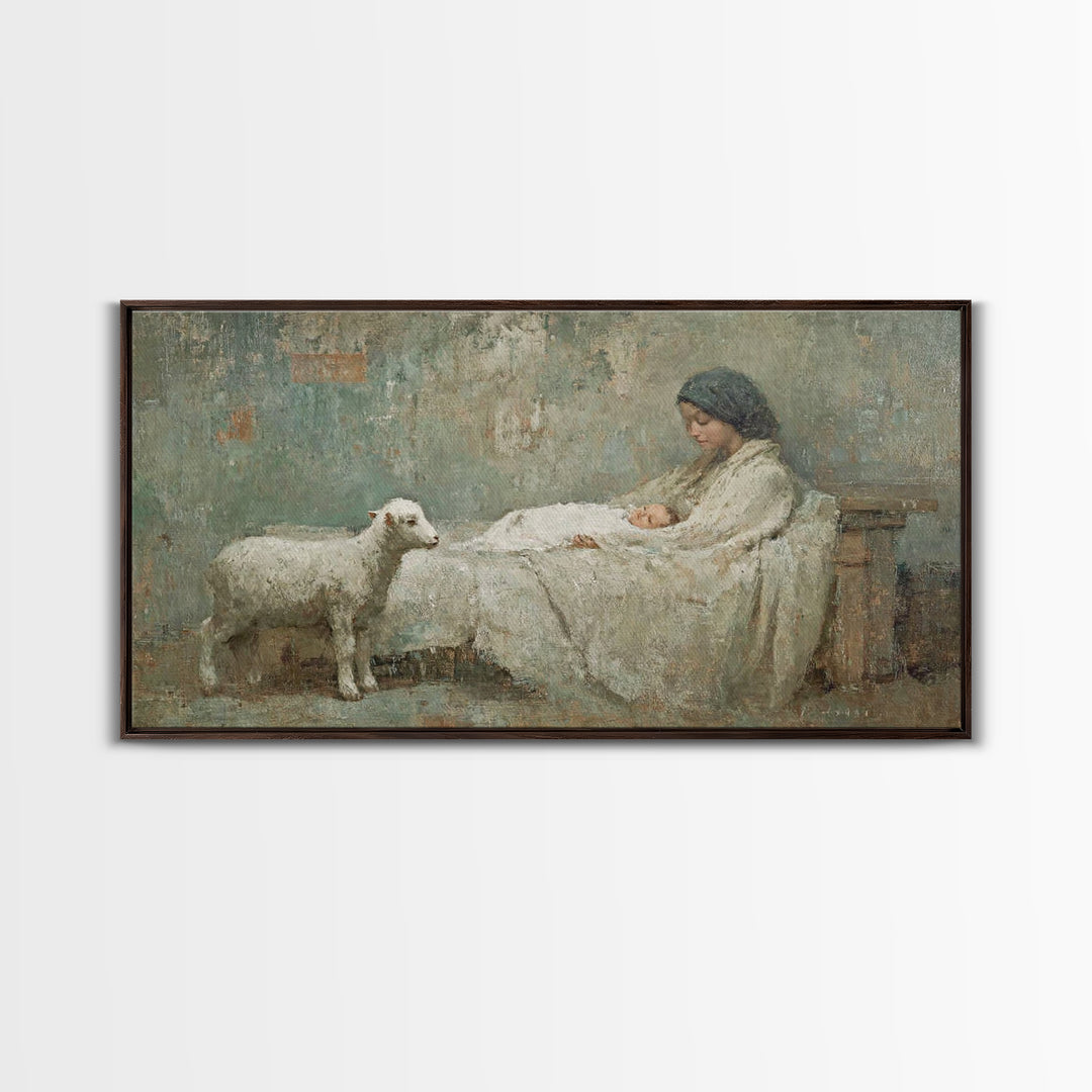 Mother’s Vigil – Framed Canvas Print – Christian Art Canvas – Christian Wall Art – Jesus Painting – Christian Decor – Christian Christmas A