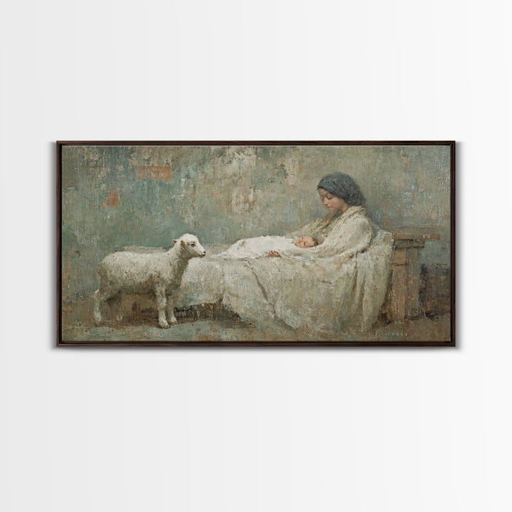 Mother’s Vigil – Framed Canvas Print – Christian Art Canvas – Christian Wall Art – Jesus Painting – Christian Decor – Christian Christmas A