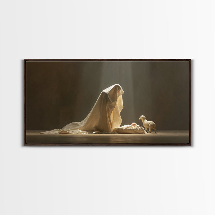 Sacred Adoration – Framed Canvas Print – Christian Art Canvas – Christian Christmas Art – Christian Wall Art – Christian Decor – Jesus Pain