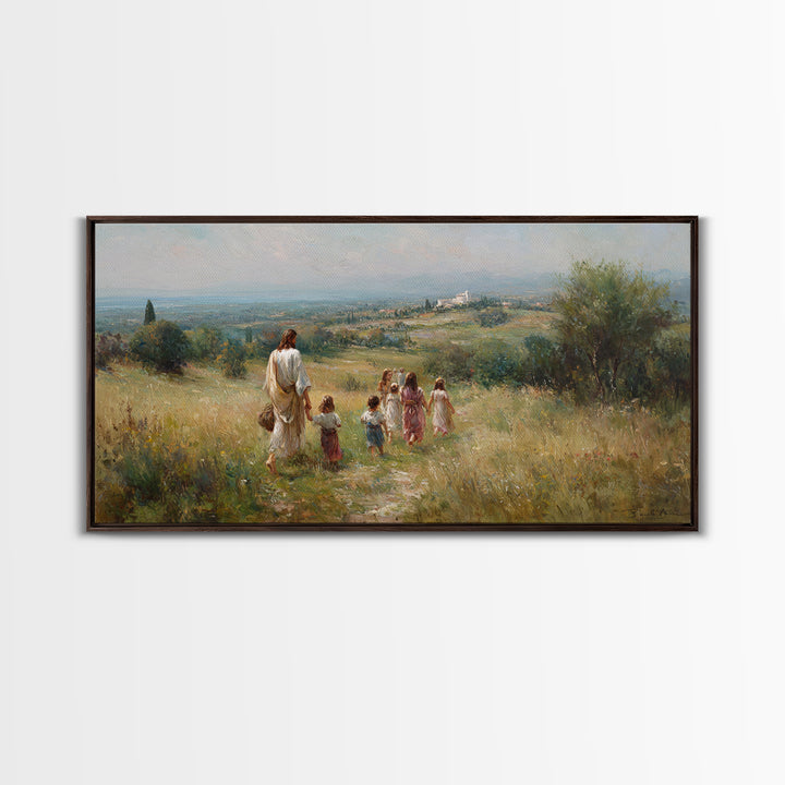 Shepherd’s Path Light – Framed Canvas Print – Jesus Painting – Christian Art Canvas – Christian Wall Art – Christian Art – Christian Gift I