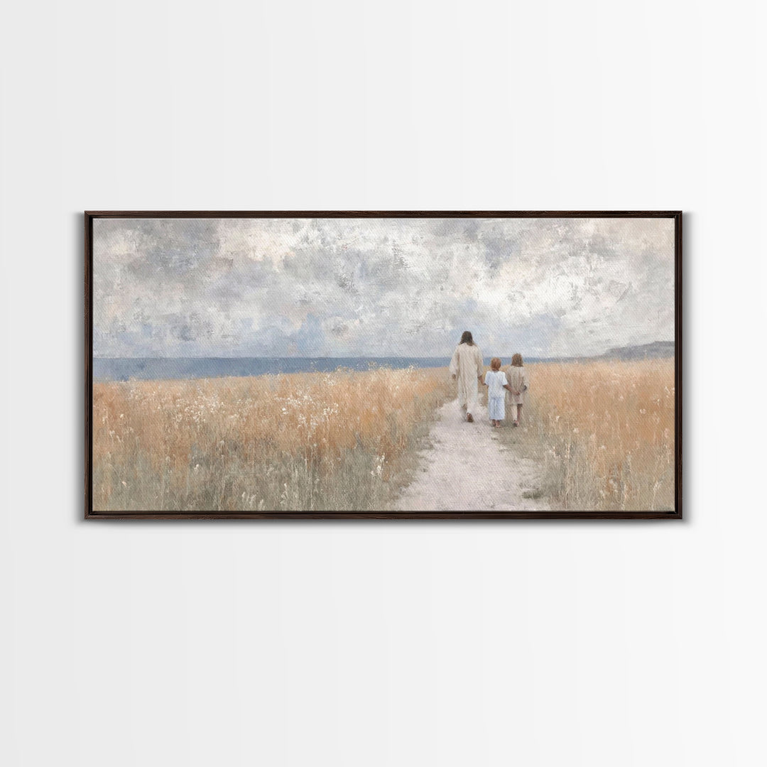 Fields Of Grace – Framed Canvas Print – Christian Art Canvas – Jesus Painting – Christian Wall Art – Christian Art – Christian Gift