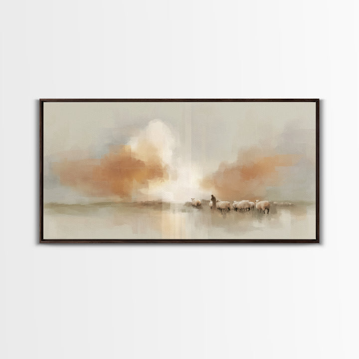Soft Horizon Grace – Framed Canvas Print – Christian Art Painting – Christian Wall Art – Subtle Christian Art – Christian Art Canvas – Chri
