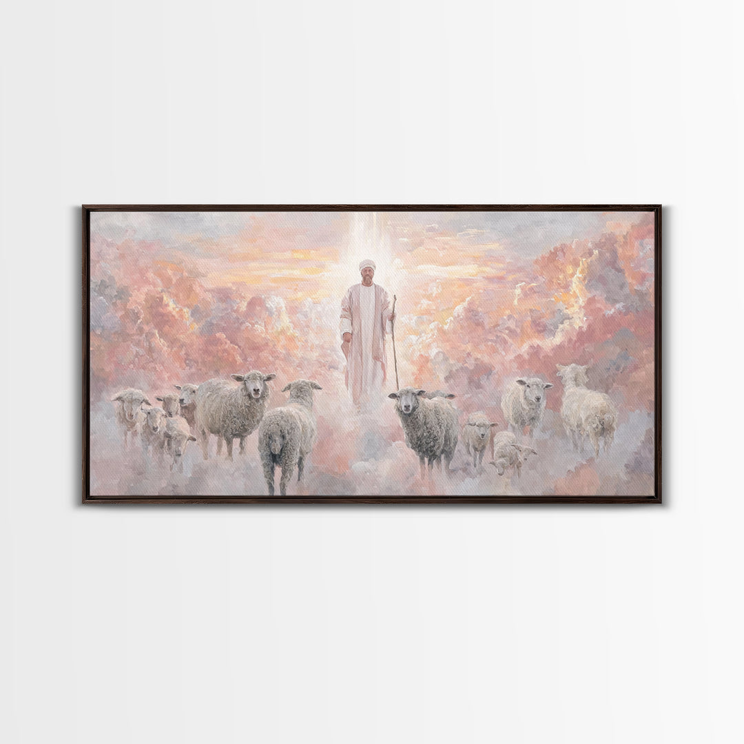 Glory Of The Shepherd – Framed Canvas Print – Jesus Painting – Christian Art Canvas – Christian Christmas Art – Christian Wall Art – Large
