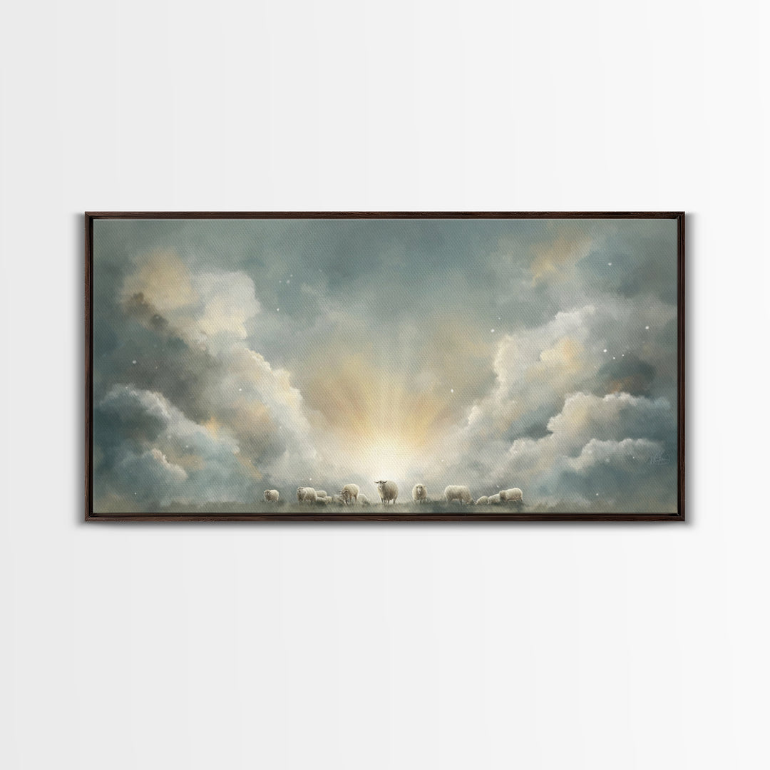 Shepherd’s Dawn Peace – Framed Canvas Print – Christian Art Canvas – Christian Wall Art – Christian Painting – Subtle Christian Art – Chris