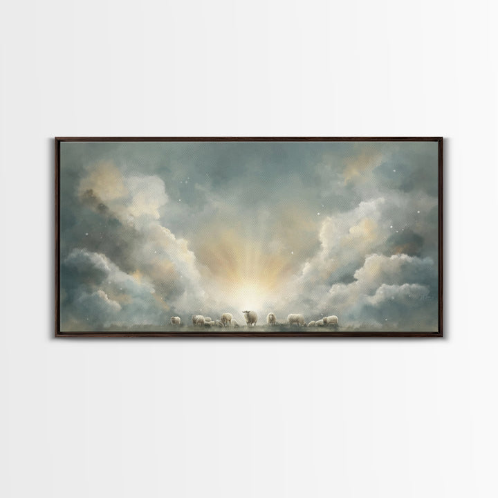 Shepherd’s Dawn Peace – Framed Canvas Print – Christian Art Canvas – Christian Wall Art – Christian Painting – Subtle Christian Art – Chris