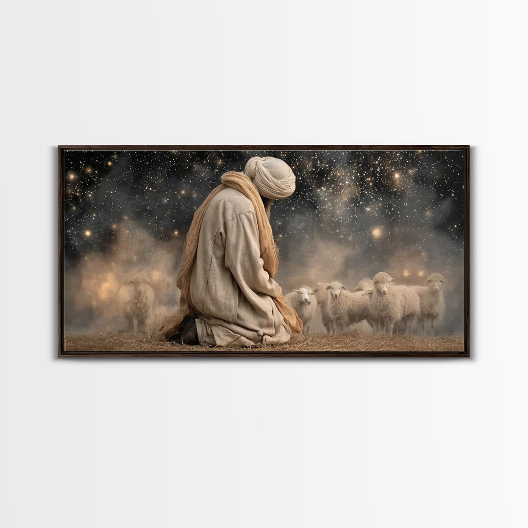 The Guiding Star – Framed Canvas Print – Christian Wall Art – Jesus Painting – Christian Art Canvas – Christian Christmas Art – Pastoral Sc