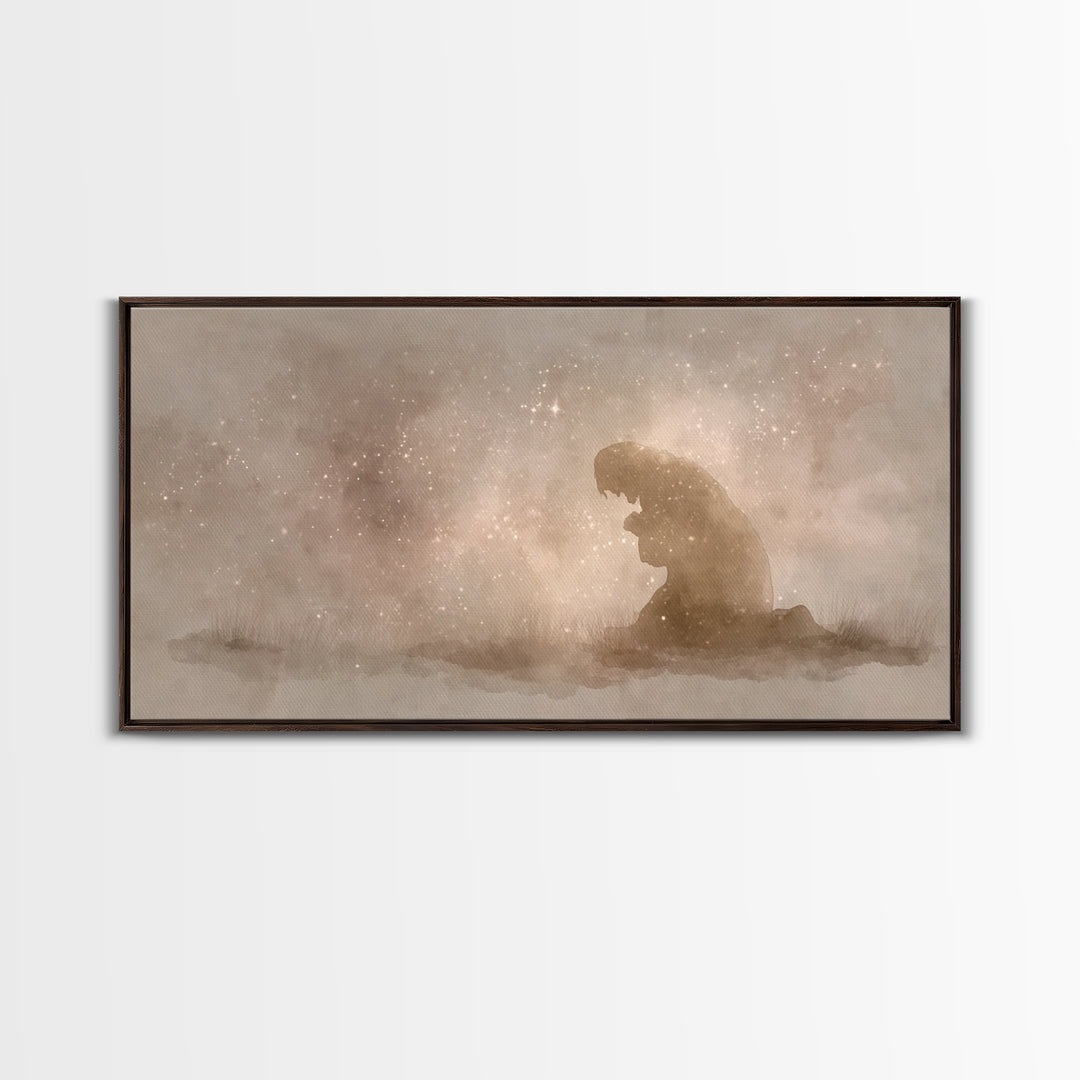 Sacred Stillness | Framed Canvas Print | Christian Art Canvas | Christian Wall Art | Christmas Art | Christian Christmas Decor | Jesus Pain
