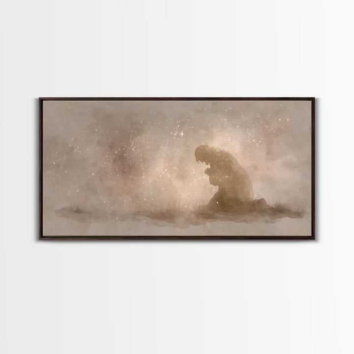 Sacred Stillness | Framed Canvas Print | Christian Art Canvas | Christian Wall Art | Christmas Art | Christian Christmas Decor | Jesus Pain