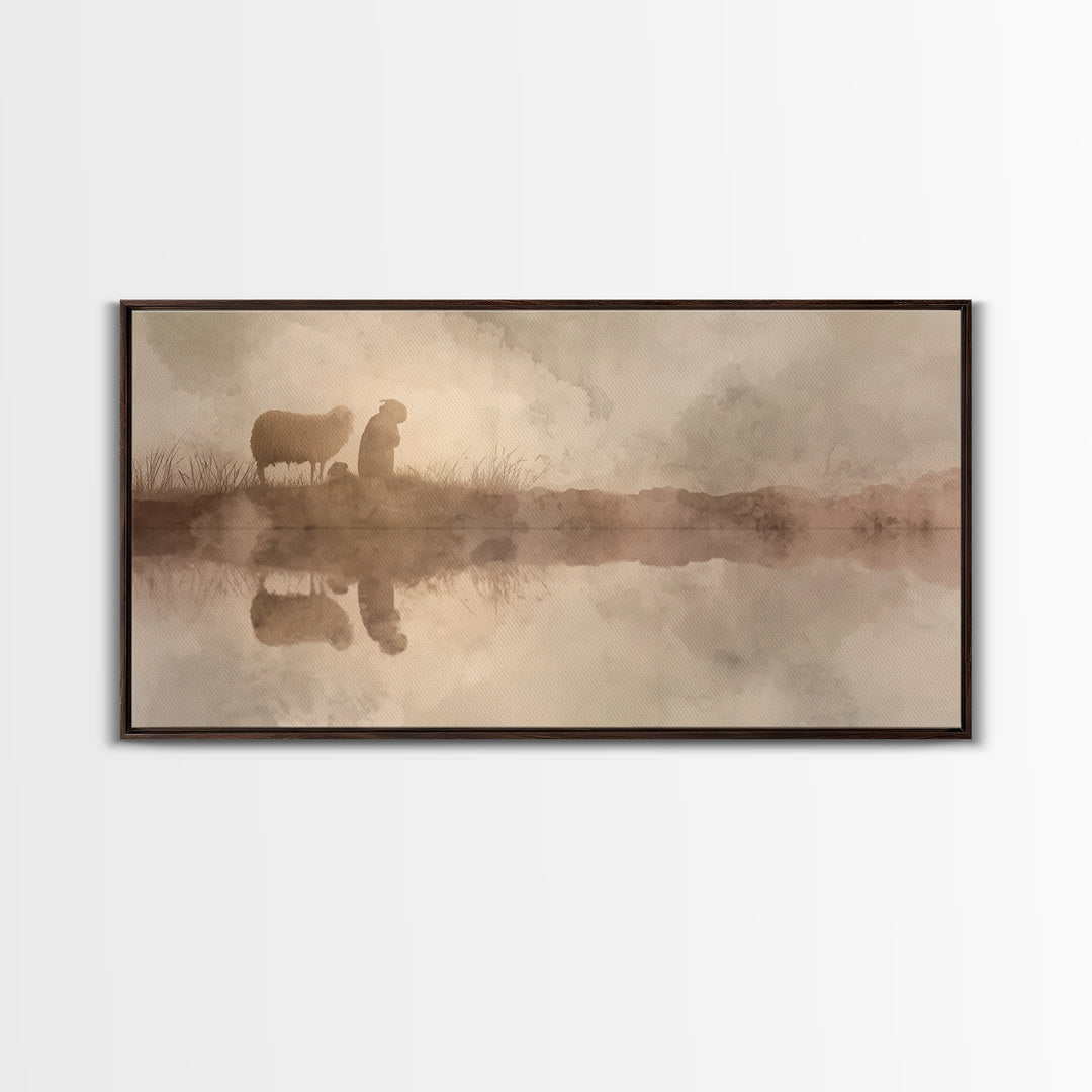 Soft Pasture Light, Framed Canvas Print, Christian Art Canvas, Christian Wall Art, Christian Art Prints, Christian Gift, Subtle Christian A