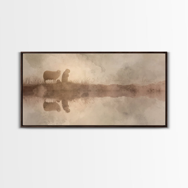 Soft Pasture Light, Framed Canvas Print, Christian Art Canvas, Christian Wall Art, Christian Art Prints, Christian Gift, Subtle Christian A