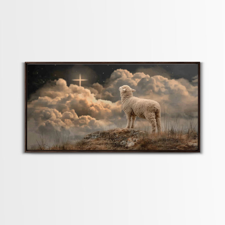 Lamb Of Glory – Framed Canvas Print – Christian Art – Christian Art Canvas – Christian Wall Art – Christian Paintings – Christian Decor – C
